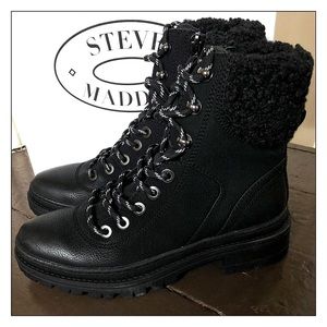 Steve Madden Keystone Faux Fur Trim Combat Boots